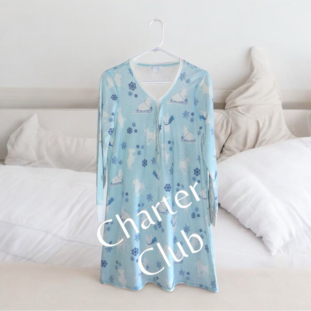 Charter Club Sleepwear l Long-sleeve PJ, Nightgown l Puppy on a Sled l L l EUC